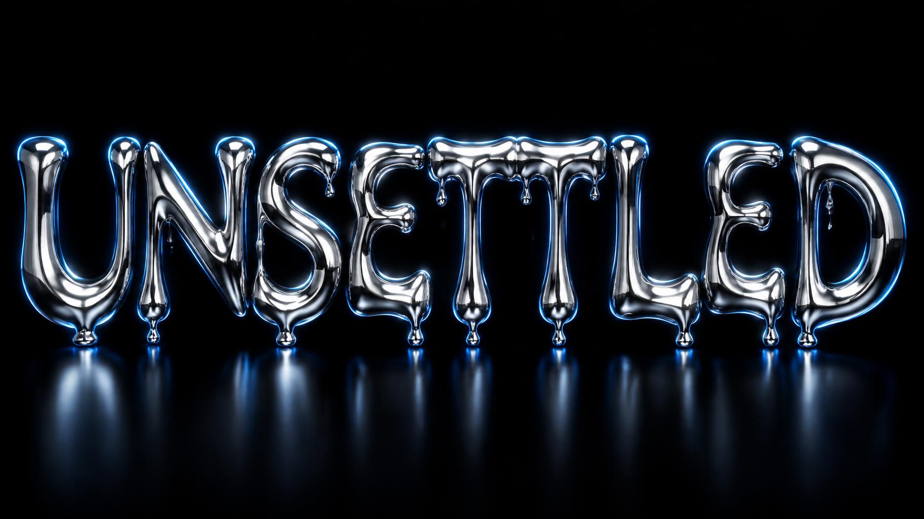 "UNSETTLED" — Chrome Metal 3d | AI Text Effect Generator