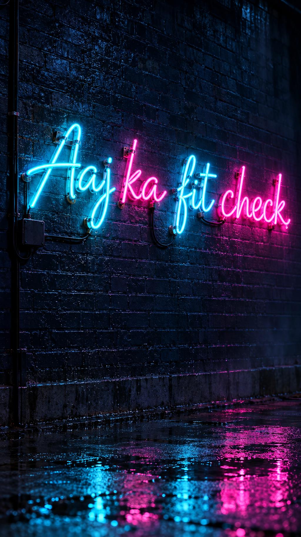 "Aaj ka fit check" — Neon Glow | AI Text Effect Generator