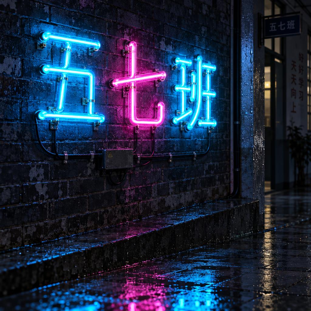 "五七班" — Neon Glow | AI Text Effect Generator