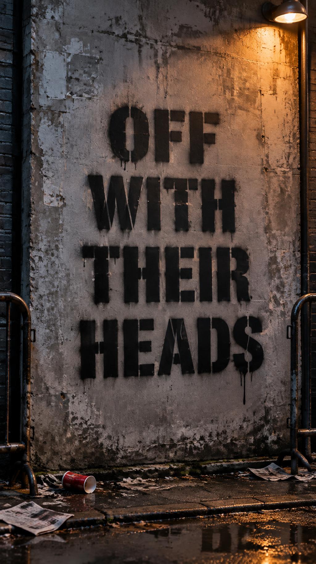 "OFF
WITH
THEIR
HEADS" —  | AI Text Effect Generator