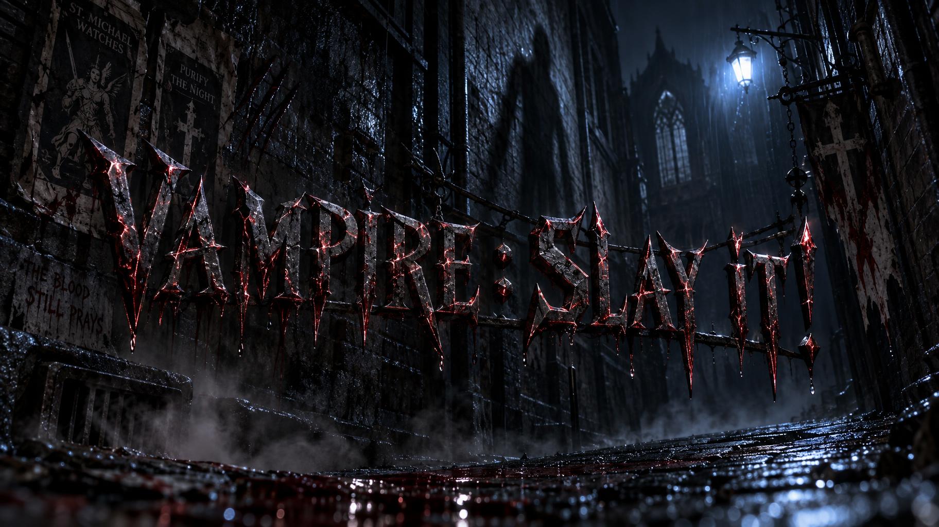 "VAMPIRE : SLAY IT!" — Cinematic Horror text effect