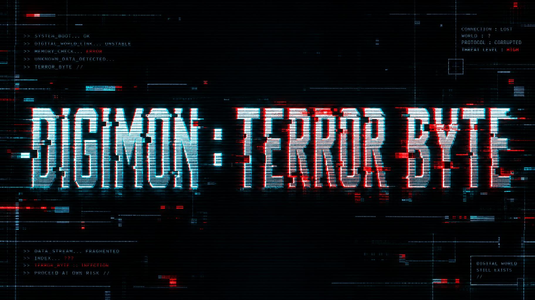 "DIGIMON : TERROR BYTE" — Glitch text effect
