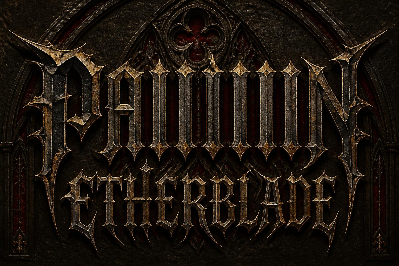 "PAIIIIIN ETHERBLADE" — Gothic Font text effect