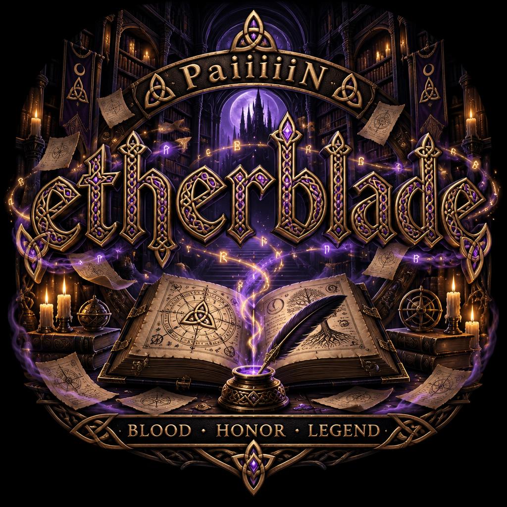 "PaiiiiiN
etherblade
BLOOD • HONOR •LEGEND" — Magic Fantasy text effect