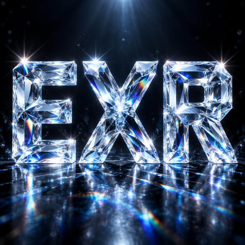 "EXR" — Glass Crystal | AI Text Effect Generator