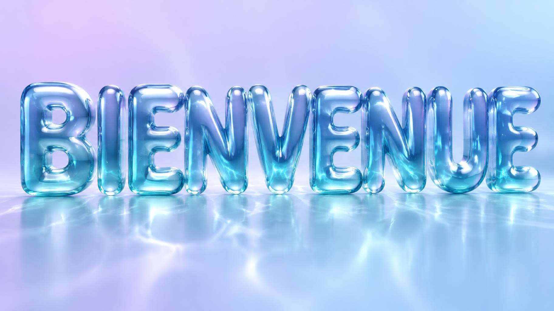 "BIENVENUE" — Glass Liquid | AI Text Effect Generator