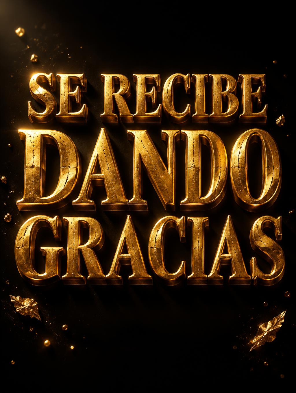 "SE RECIBE
   DANDO
 GRACIAS"" — 3d Bold Gold | AI Text Effect Generator