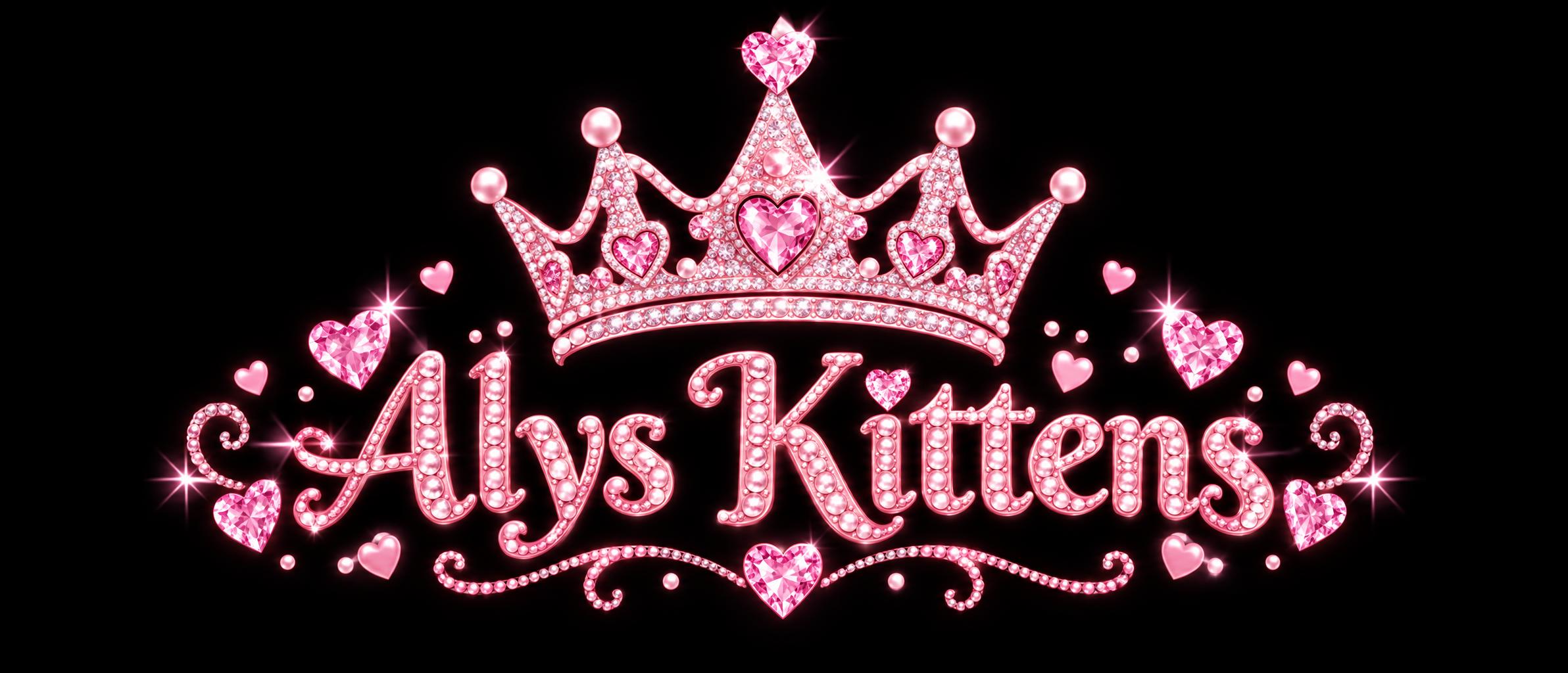 "Create a premium Discord role icon for the name “Alys Kittens”.

- Exact text: “Alys Kittens”
- Add an elegant royal crown above the text
- Use a beautiful soft pink / pastel pink color palette
- Add subtle cute heart details around the name
- Cute, " —  text effect