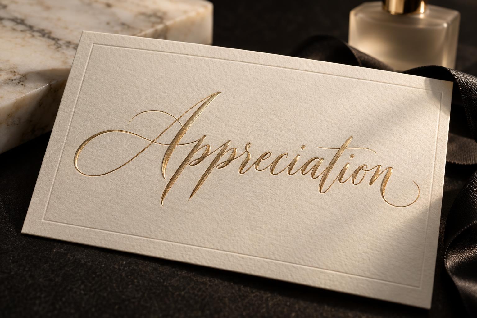 "Appreciation" — Elegant Script text effect