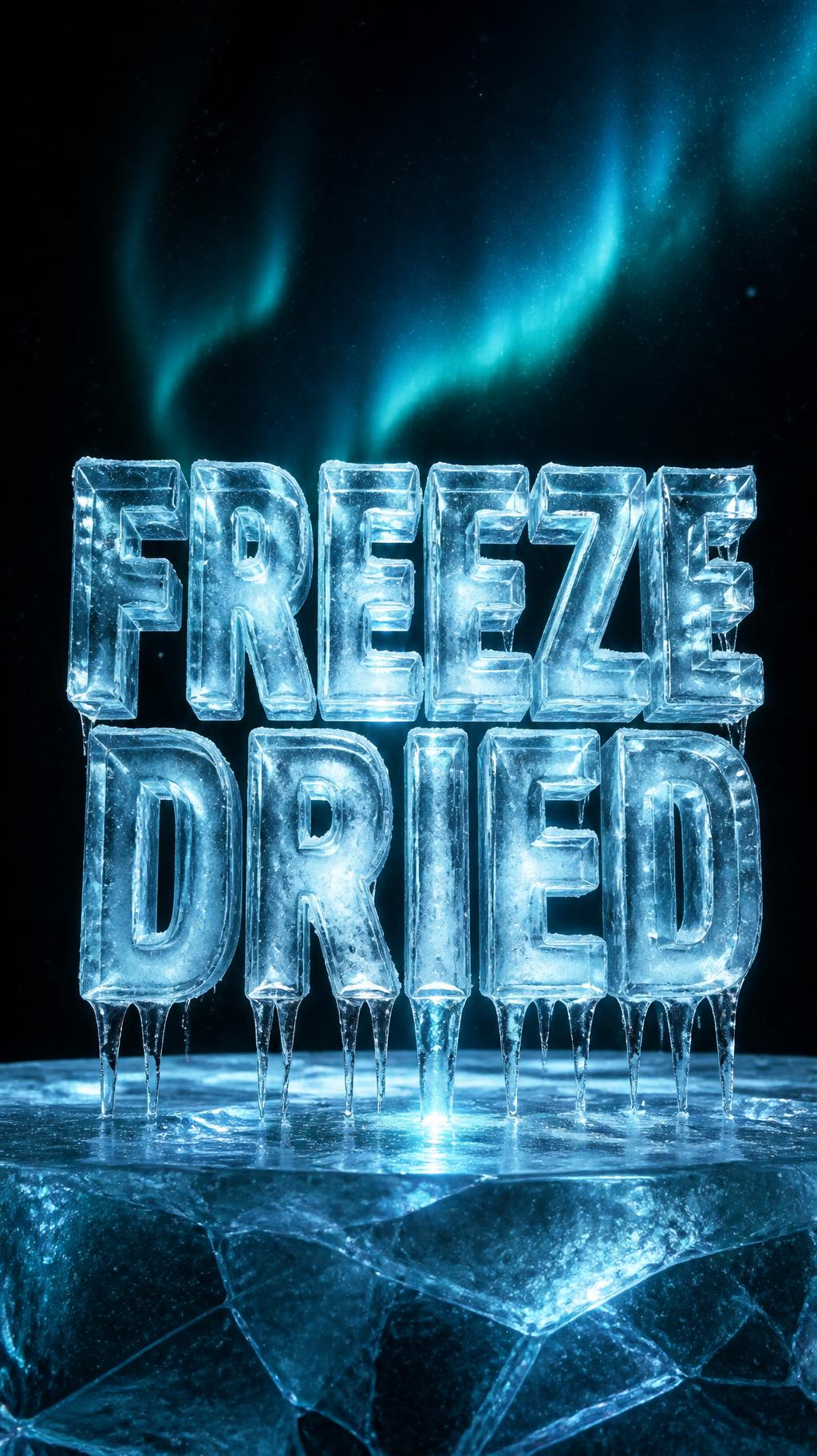 "FREEZE DRIED" — Glass Frozen | AI Text Effect Generator
