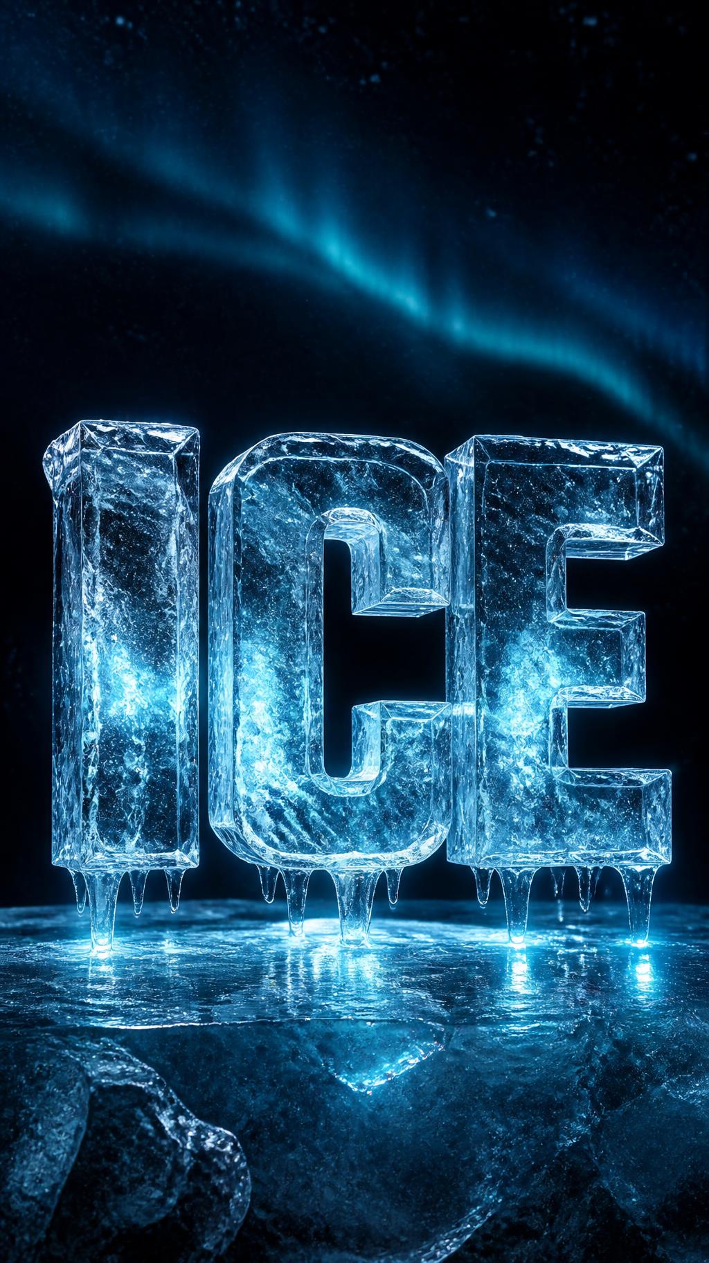 "ICE" — Glass Frozen | AI Text Effect Generator