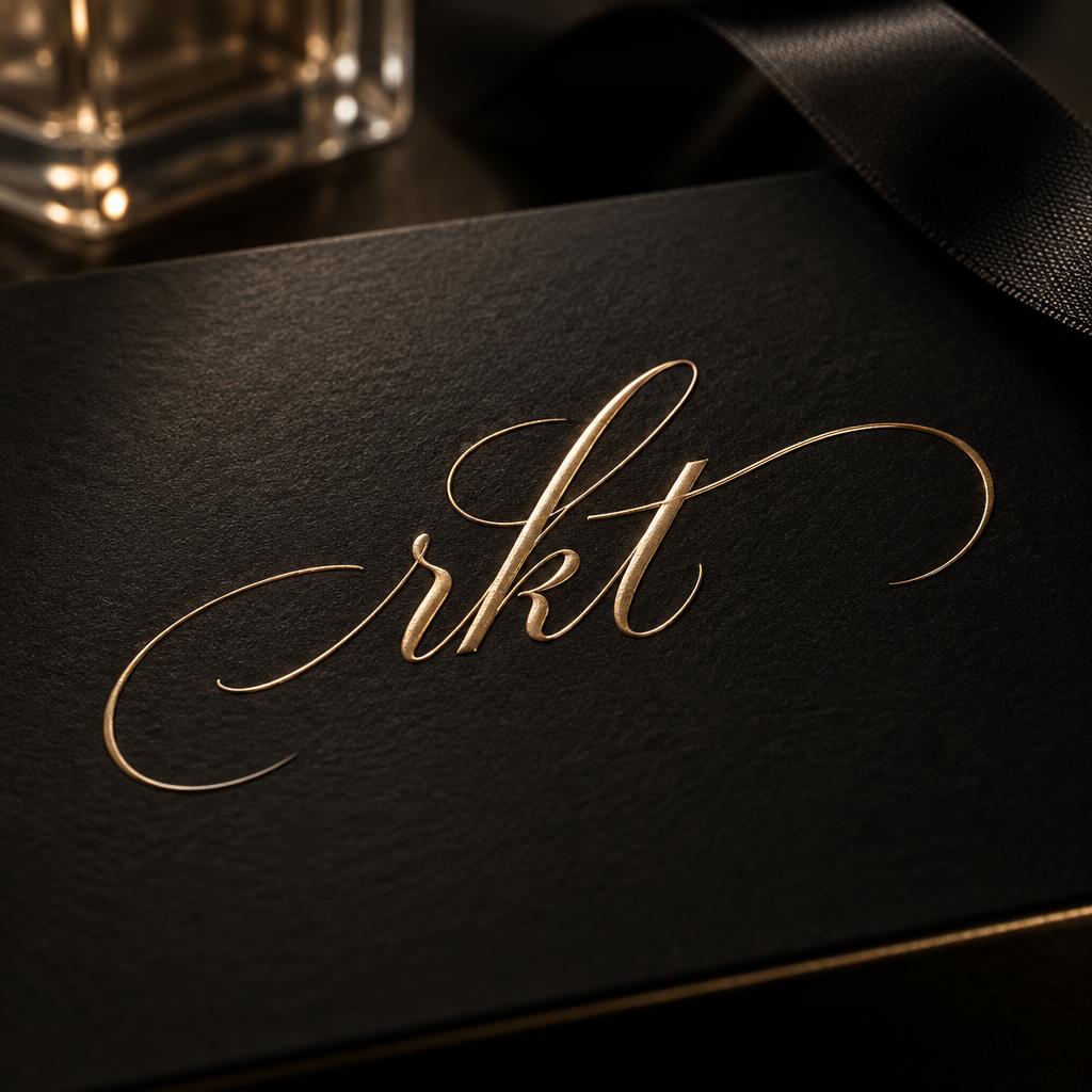 "rkt" — Elegant Script text effect