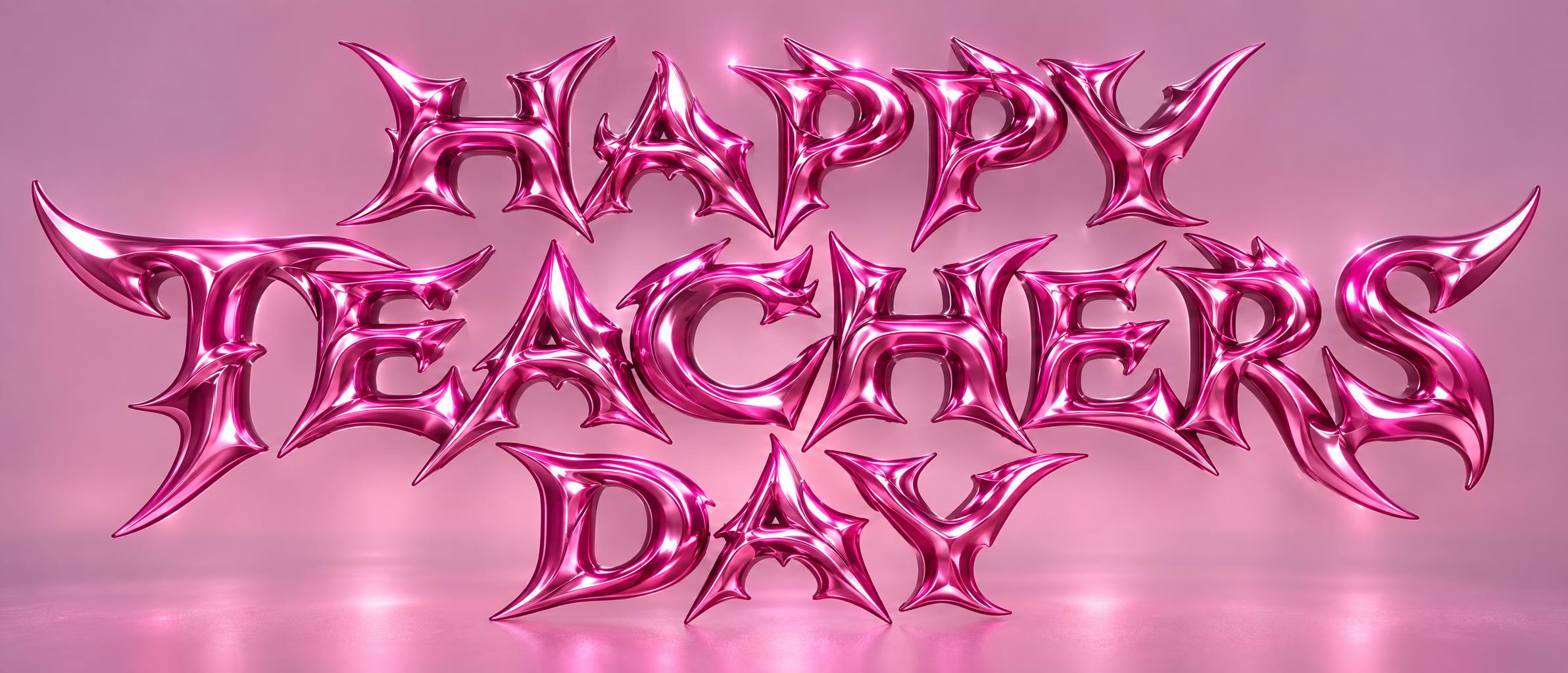 "Pink metallic foil font "HAPPY TEACHERS DAY"" —  text effect