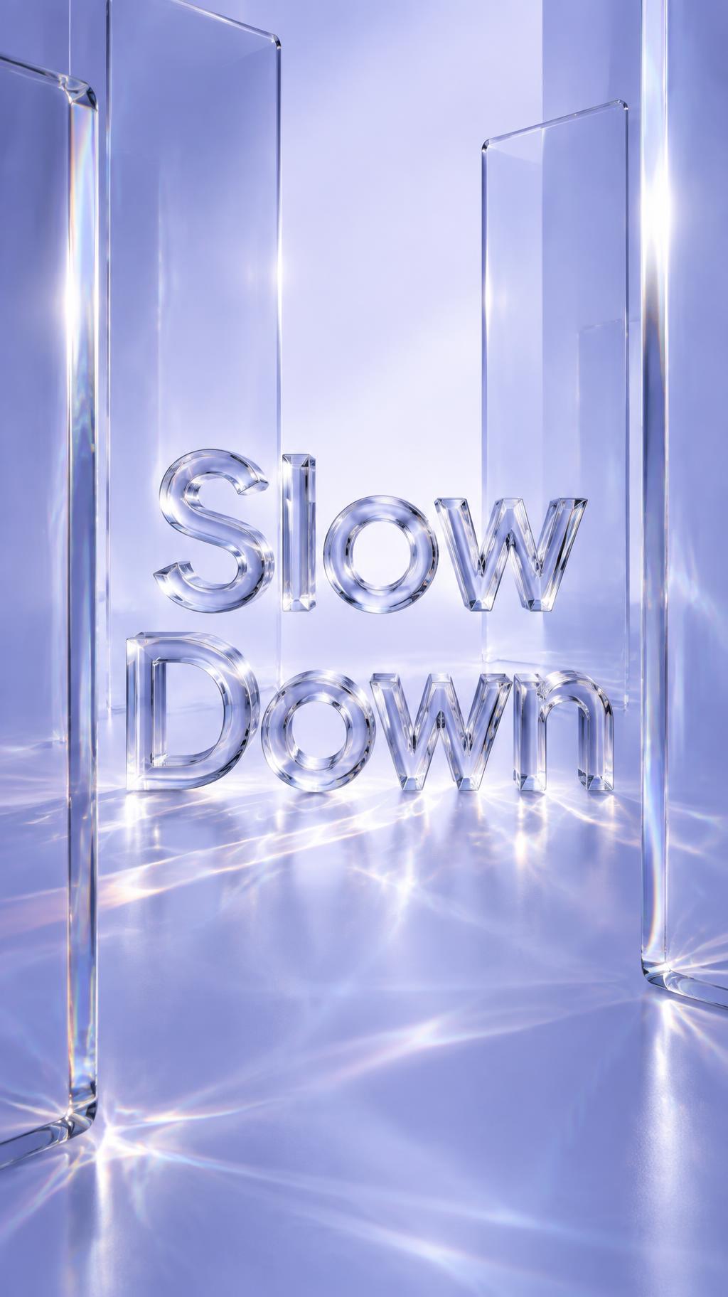 "Slow Down" — Glass | AI Text Effect Generator