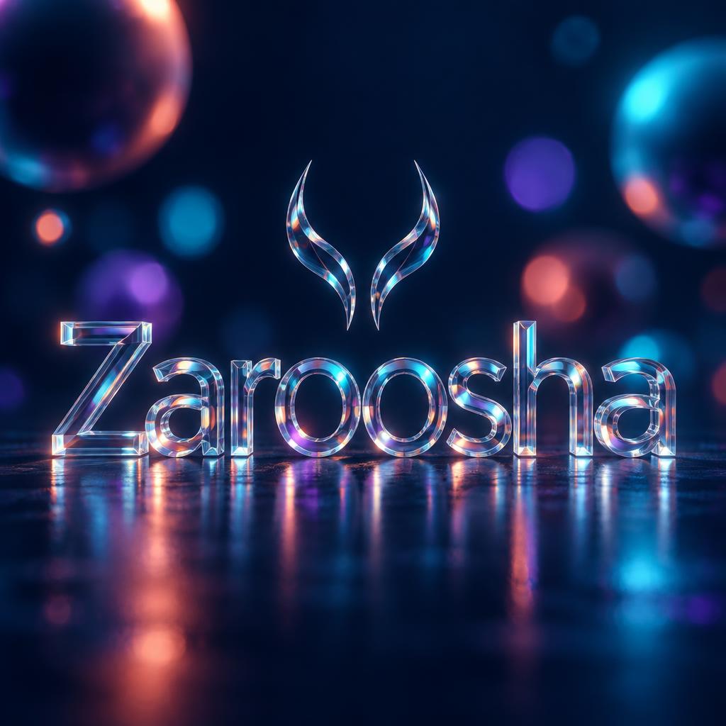 "Zaroosha" — Glass Morphism | AI Text Effect Generator