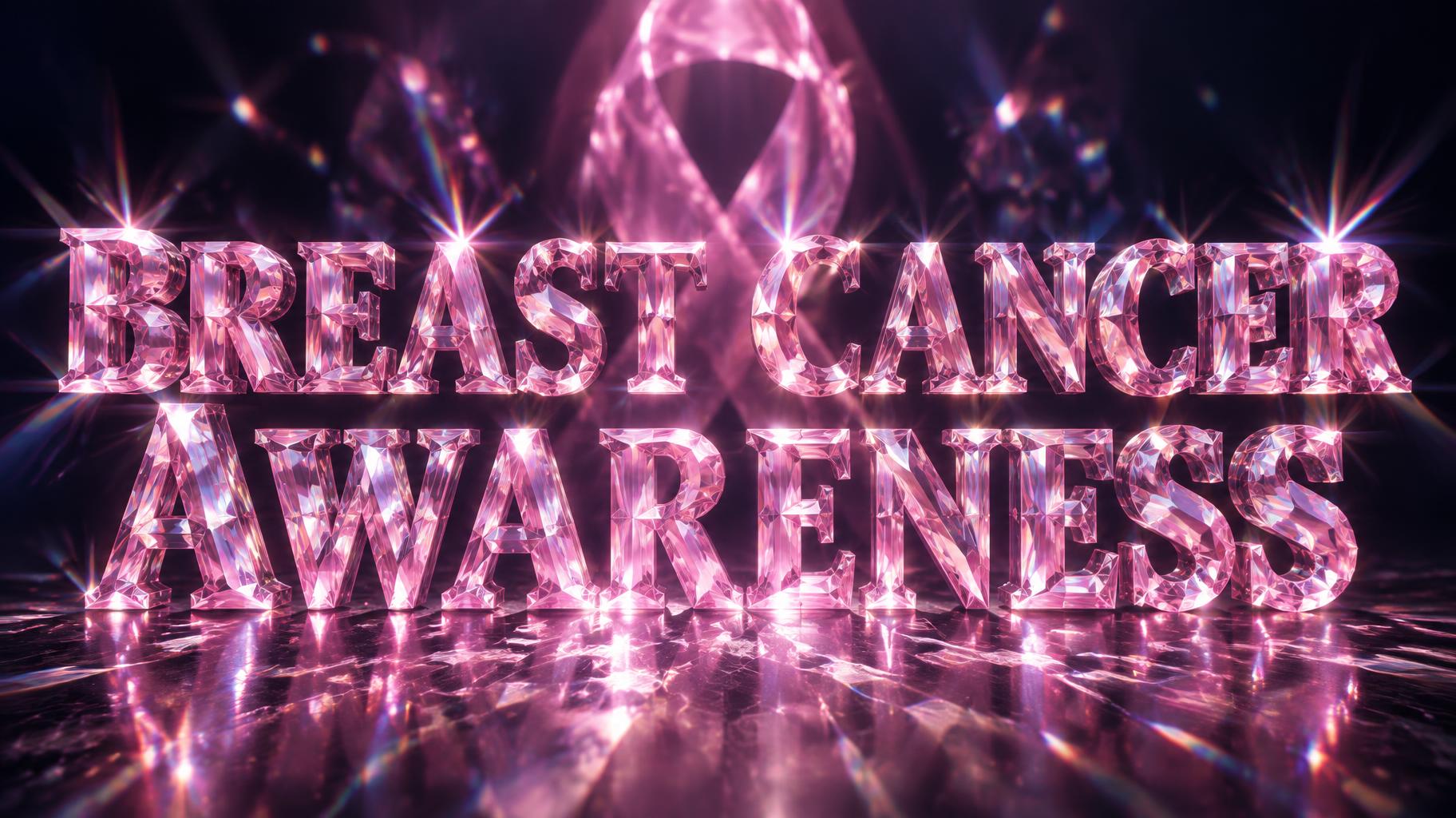 "BREAST CANCER AWARENESS" — Glass Crystal | AI Text Effect Generator