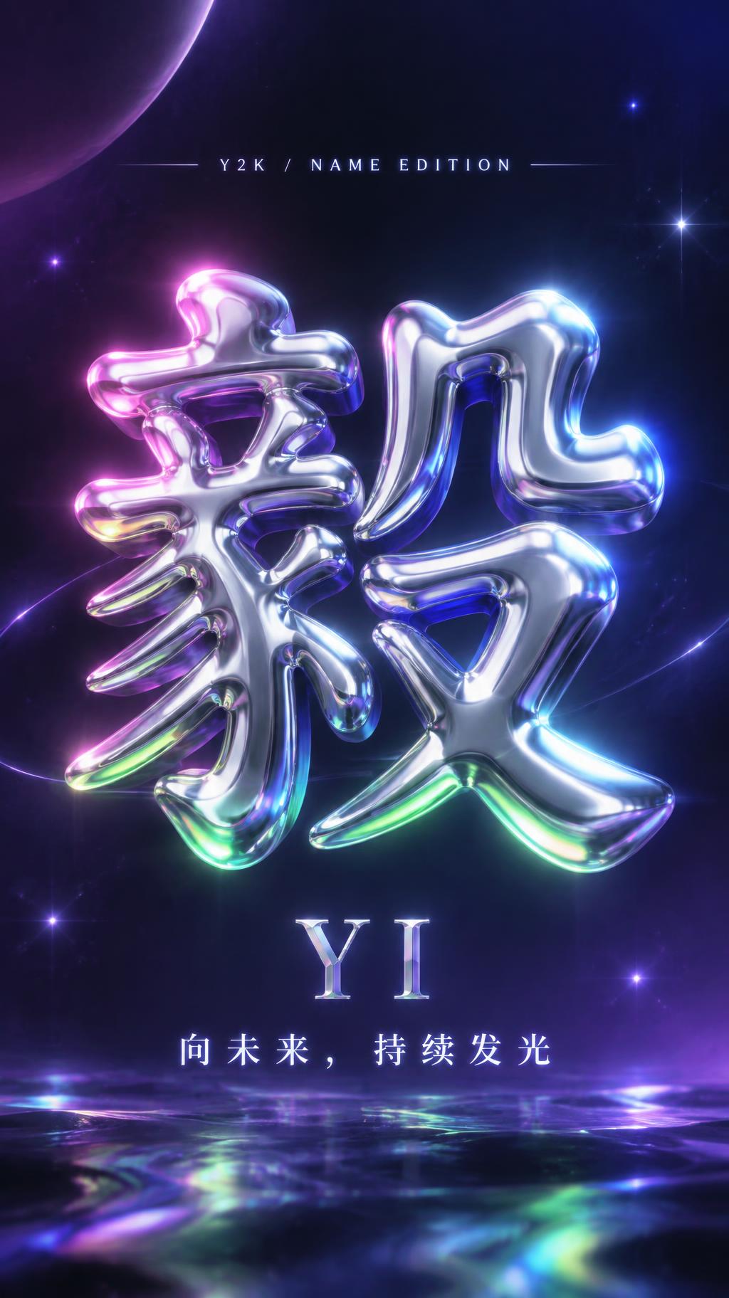 "毅
Y2K / NAME EDITION
YI
向未来，持续发光" — Y2k | AI Text Effect Generator