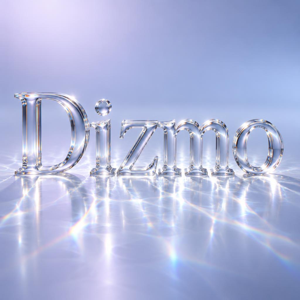 "Dizmo" — Glass | AI Text Effect Generator