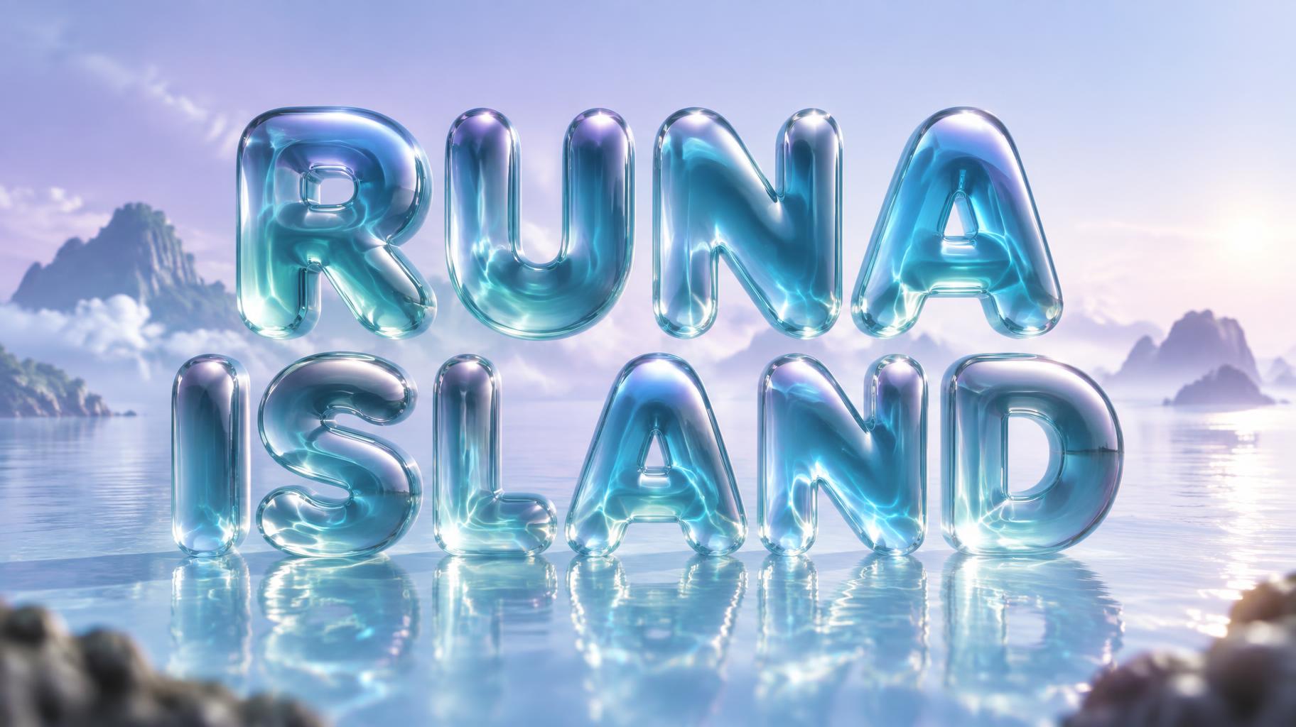"RUNA ISLAND" — Glass Liquid | AI Text Effect Generator