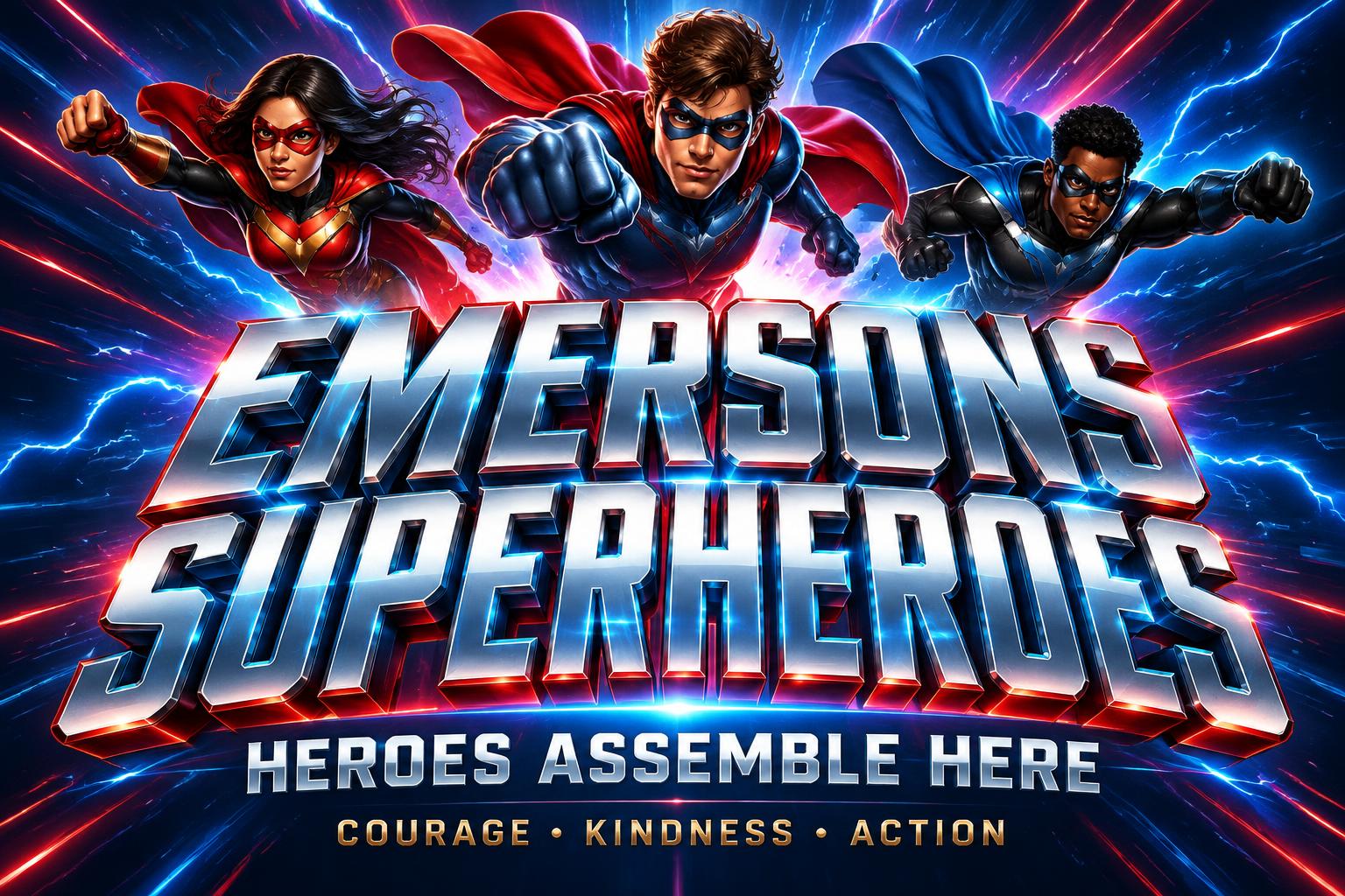 Emersons Superheroes
HEROES ASSEMBLE HERE
COURAGE • KINDNESS • ACTION