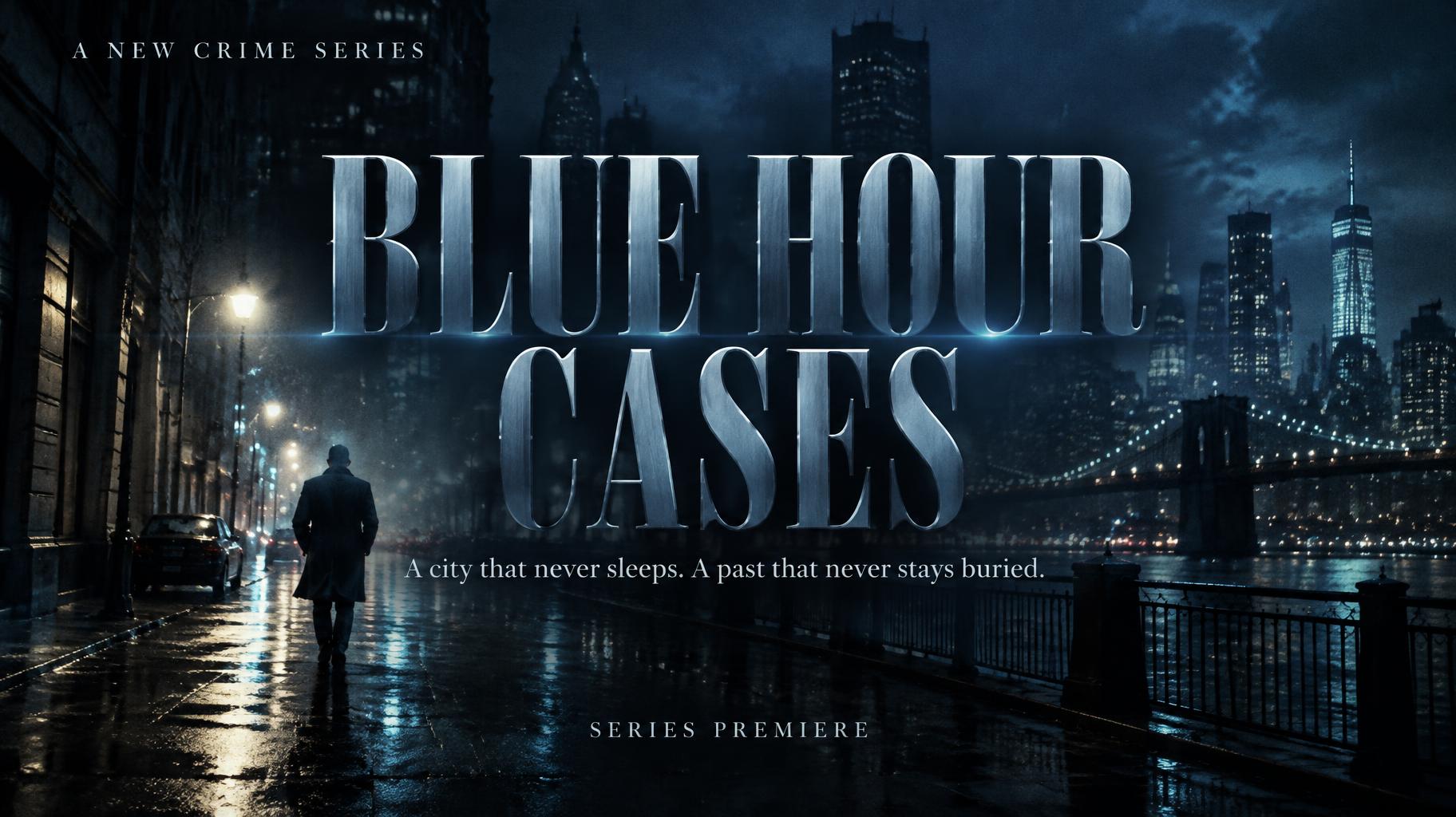 "BLUE HOUR CASES
A NEW CRIME SERIES
A city that never sleeps. A past that never stays buried.
SERIES PREMIERE" — Cinematic | AI Text Effect Generator