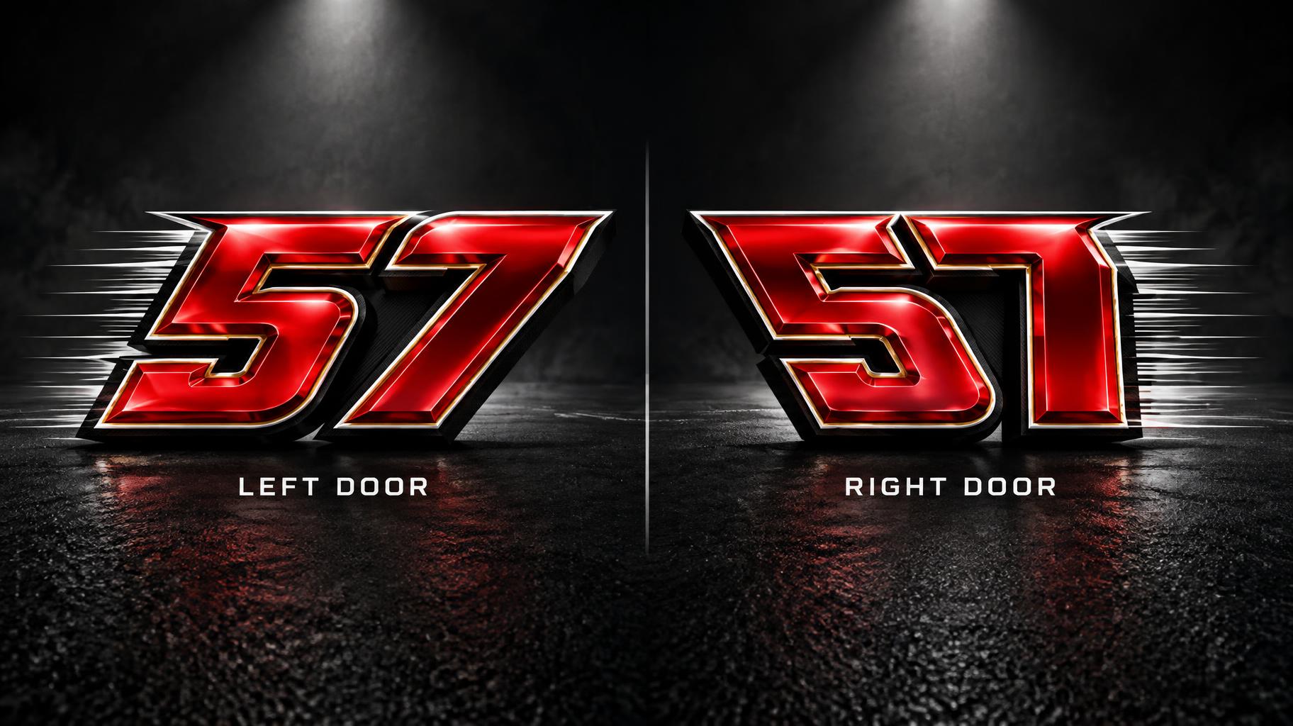 "57
57
LEFT DOOR
RIGHT DOOR" — Racing | AI Text Effect Generator