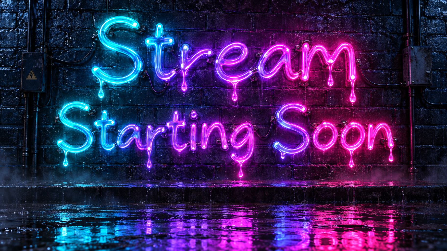 "Stream Starting Soon" — neon glow text effect
