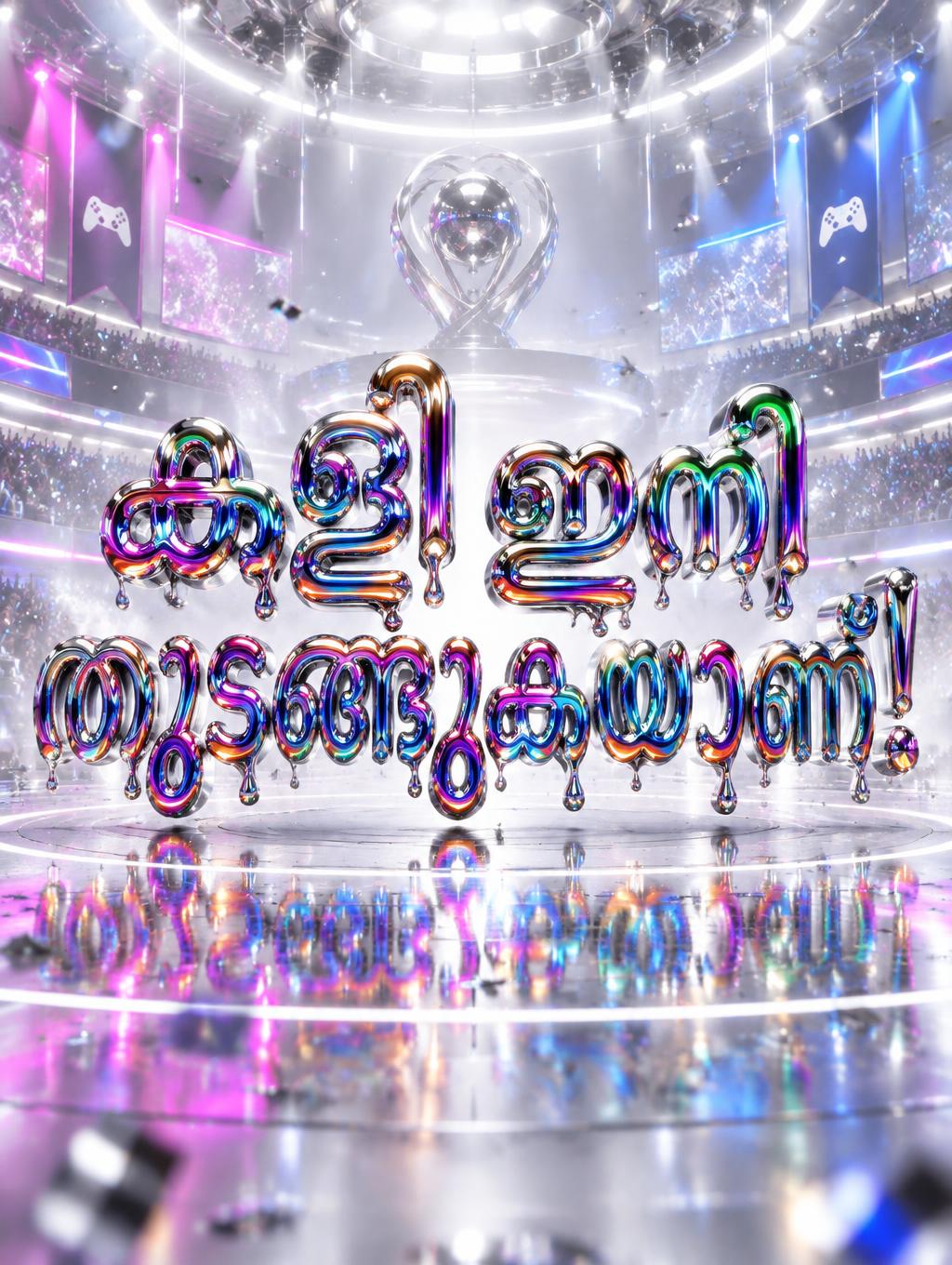 "കളി ഇനി തുടങ്ങുകയാണ്!" — Y2k Chrome | AI Text Effect Generator