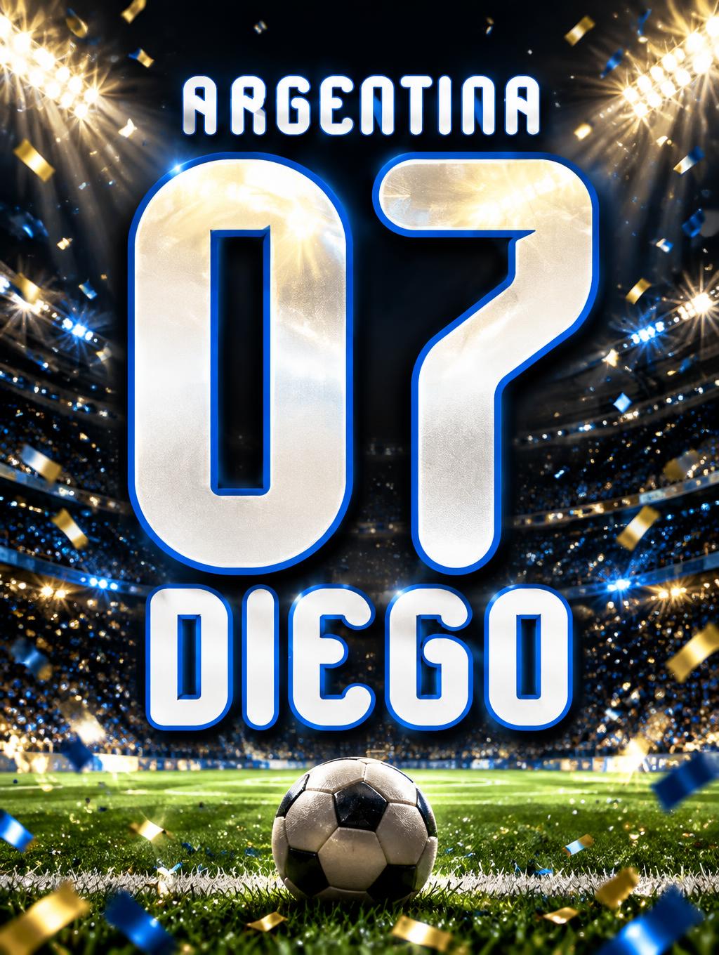 "07
DIEGO
ARGENTINA" — Sports Football | AI Text Effect Generator