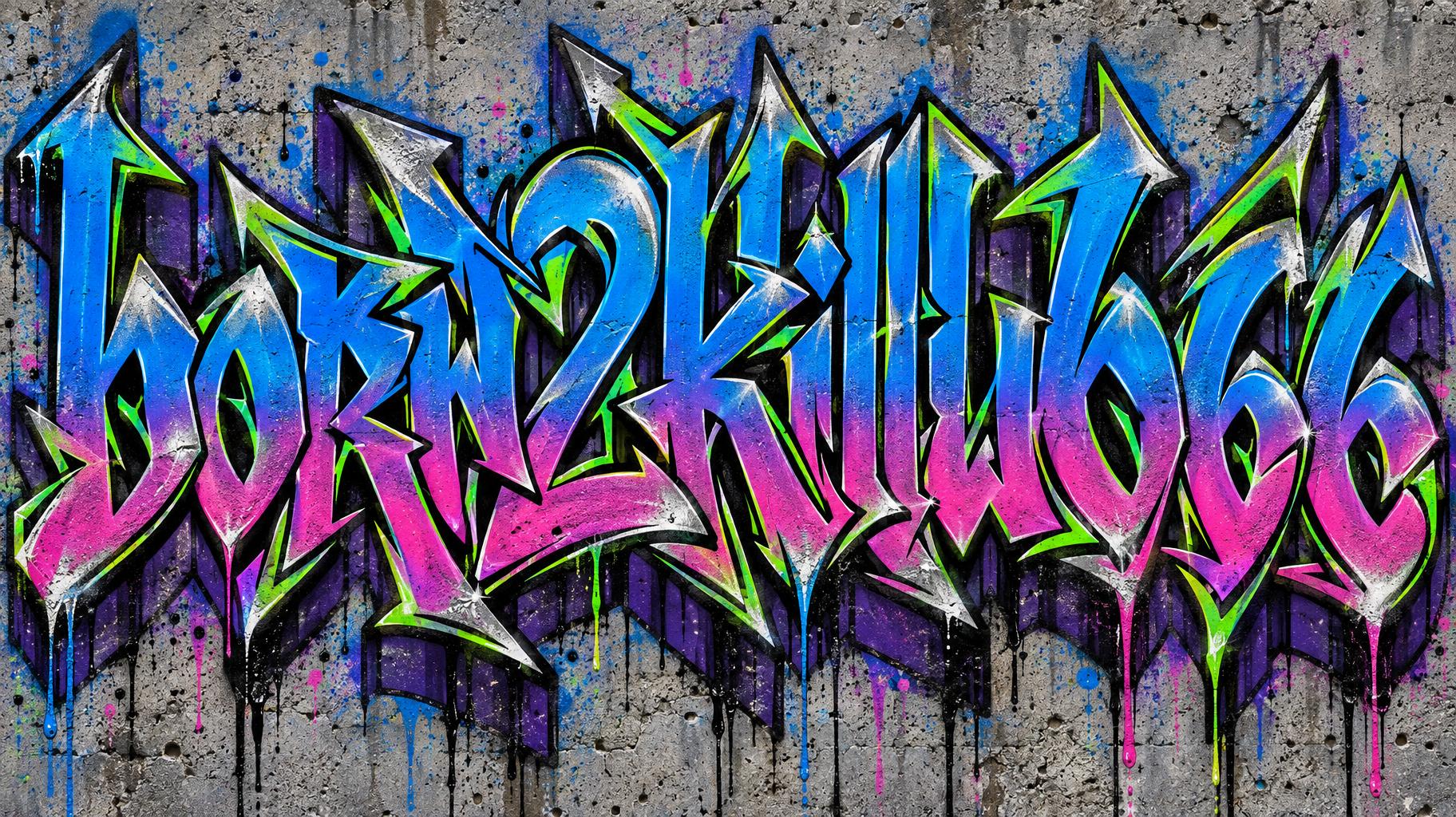 "born2killu666" — Graffiti | AI Text Effect Generator