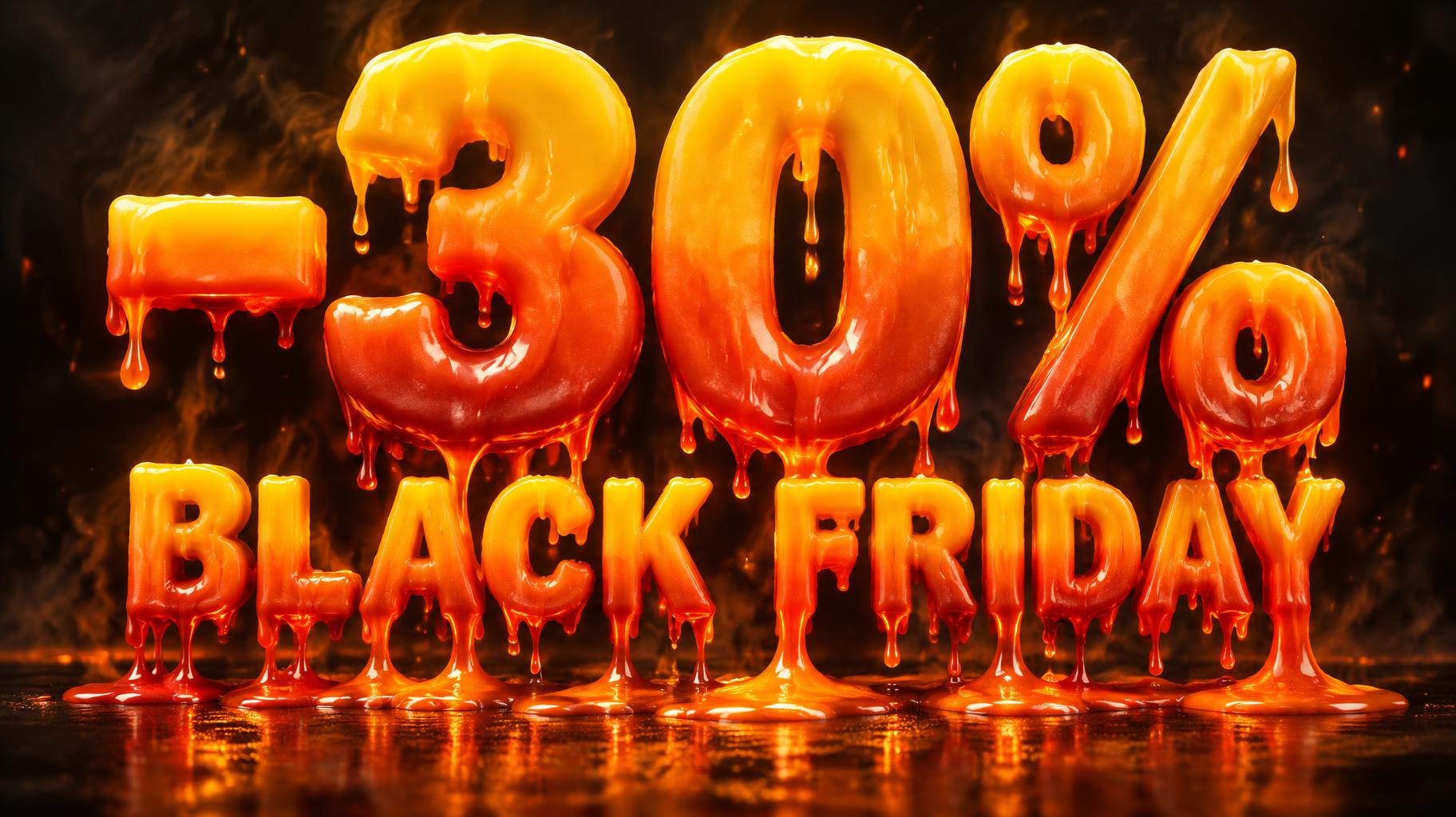 "-30% BLACK FRIDAY" — Drip Font Melting | AI Text Effect Generator