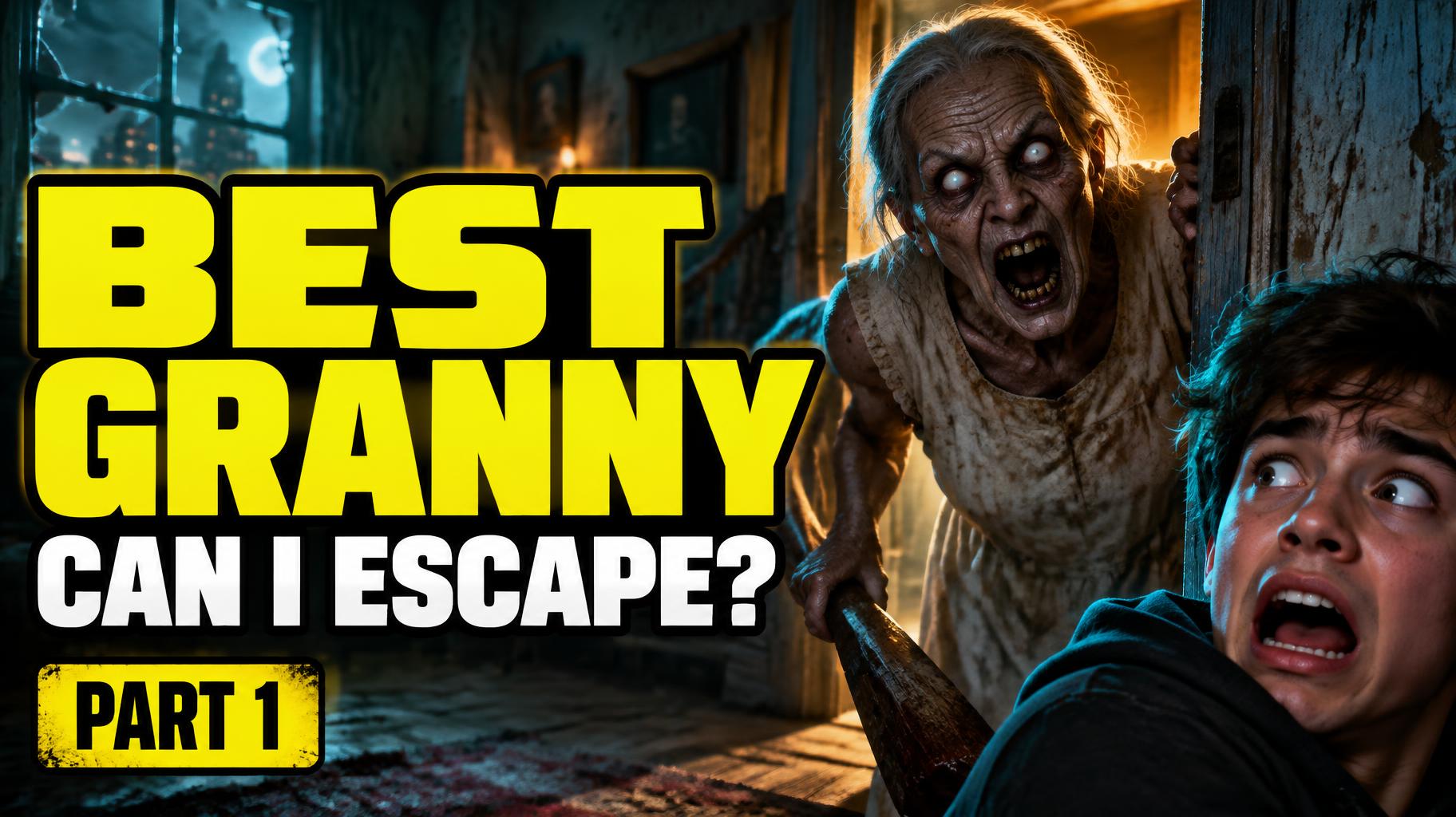 "BEST GRANNY
CAN I ESCAPE?
PART 1" — Cinematic Youtube Creator | AI Text Effect Generator