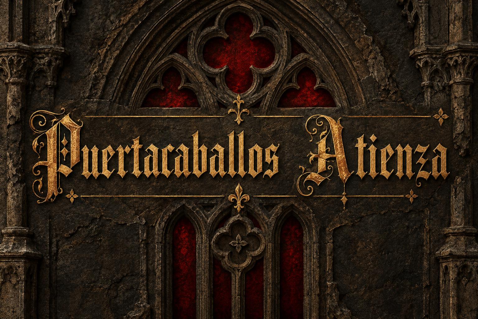 "Puertacaballos    Atienza" — Gothic Font text effect