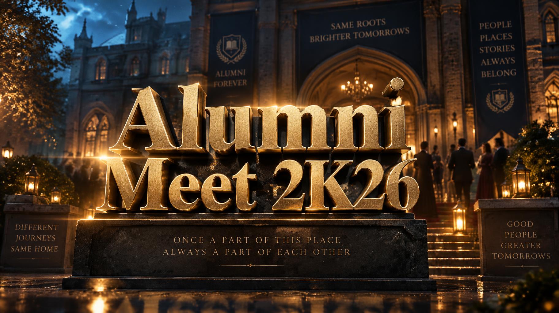 "Alumni  Meet 2K26" — cinematic text effect