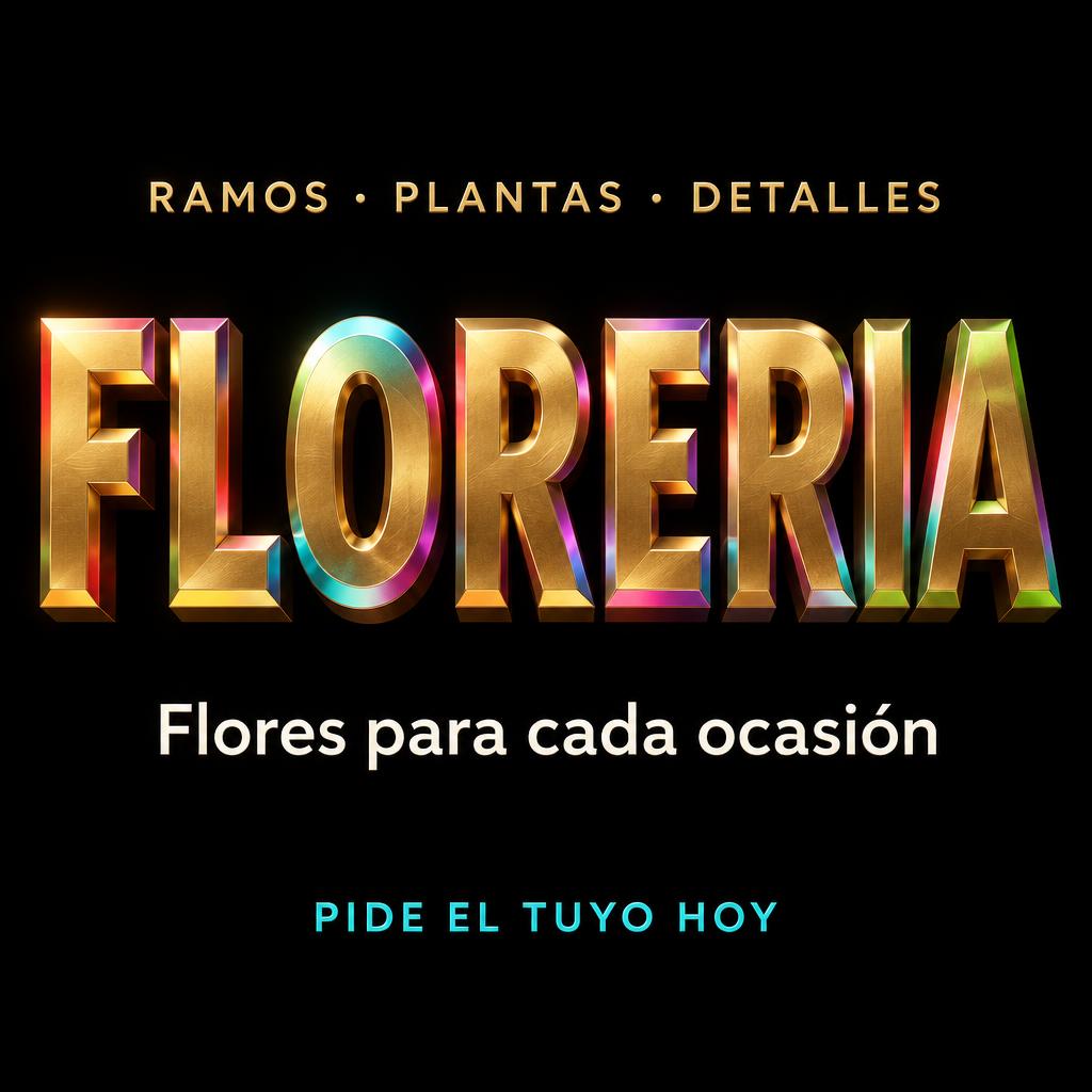 "FLORERIA
RAMOS · PLANTAS · DETALLES
Flores para cada ocasión
PIDE EL TUYO HOY" — Luxury Gold | AI Text Effect Generator