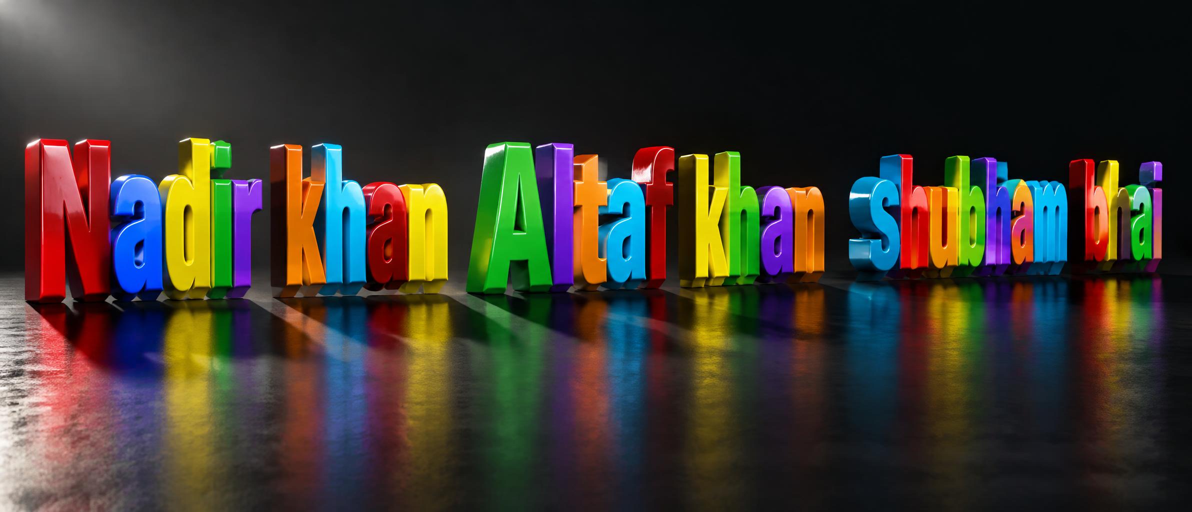 "Nadir khan Altaf khan shubham bhai" — 3d Bold | AI Text Effect Generator
