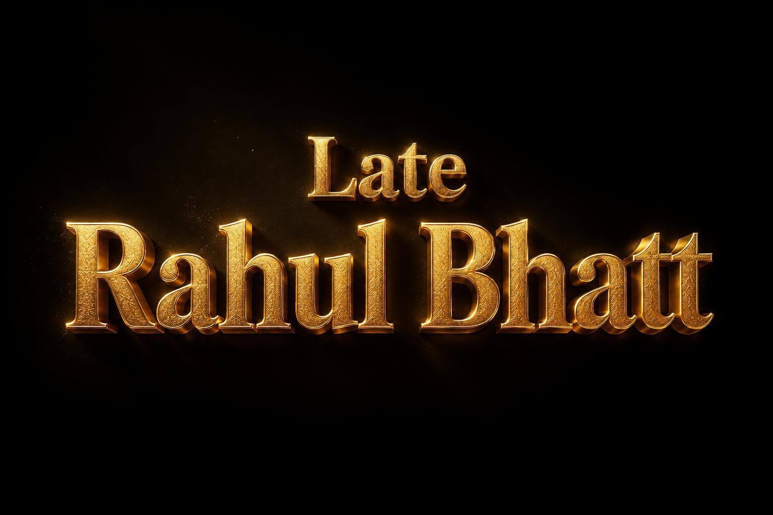 "Late Rahul Bhatt" — 3d Bold Gold | AI Text Effect Generator