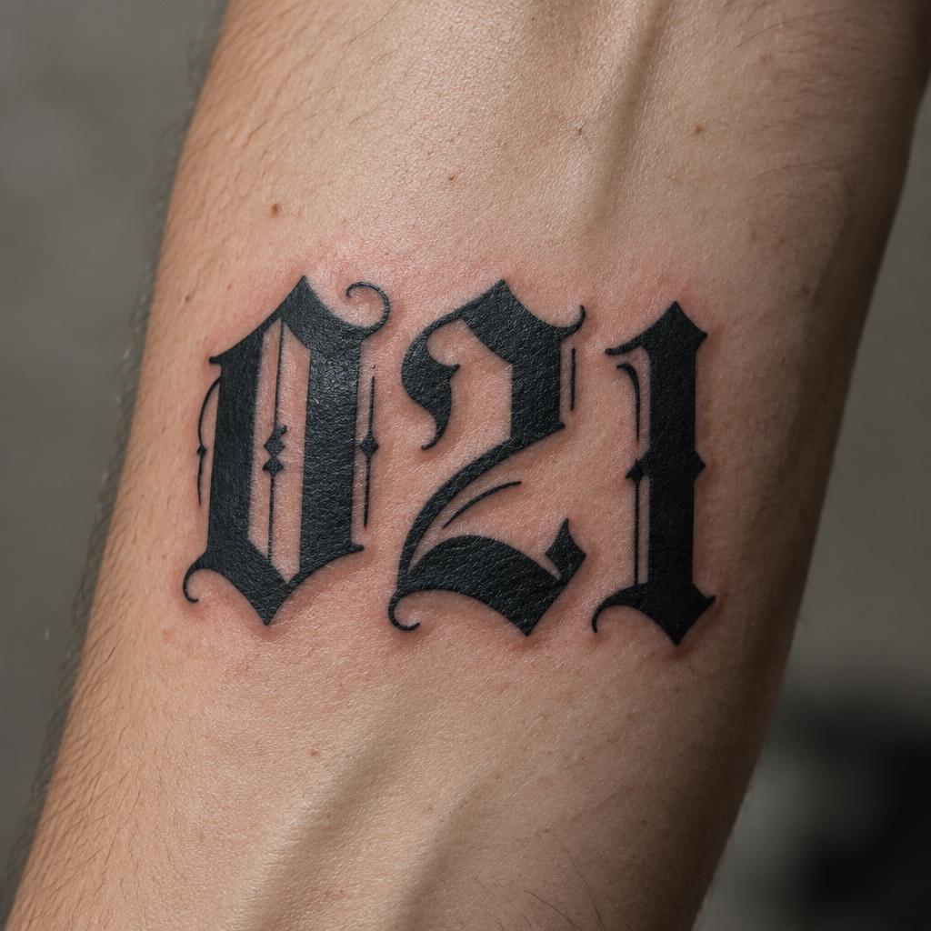 "021" — Tattoo text effect