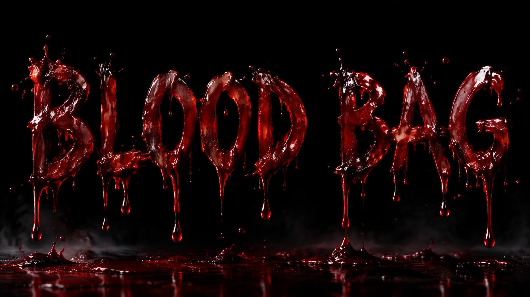 "BLOOD BAG" — Drip Font Blood | AI Text Effect Generator