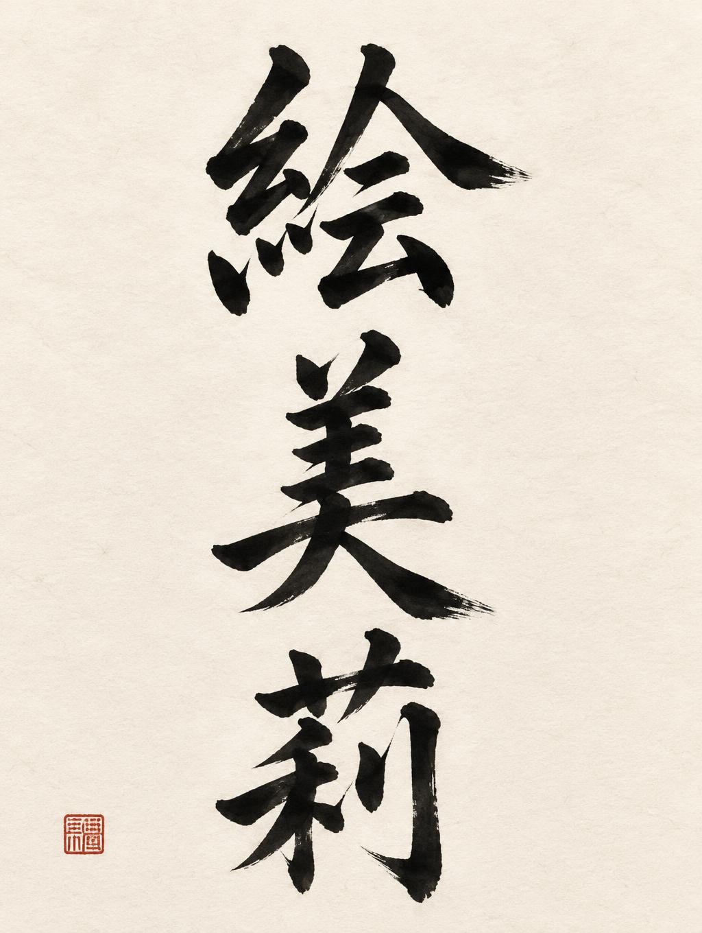 "絵
美
莉" — Brush Japanese Ink | AI Text Effect Generator
