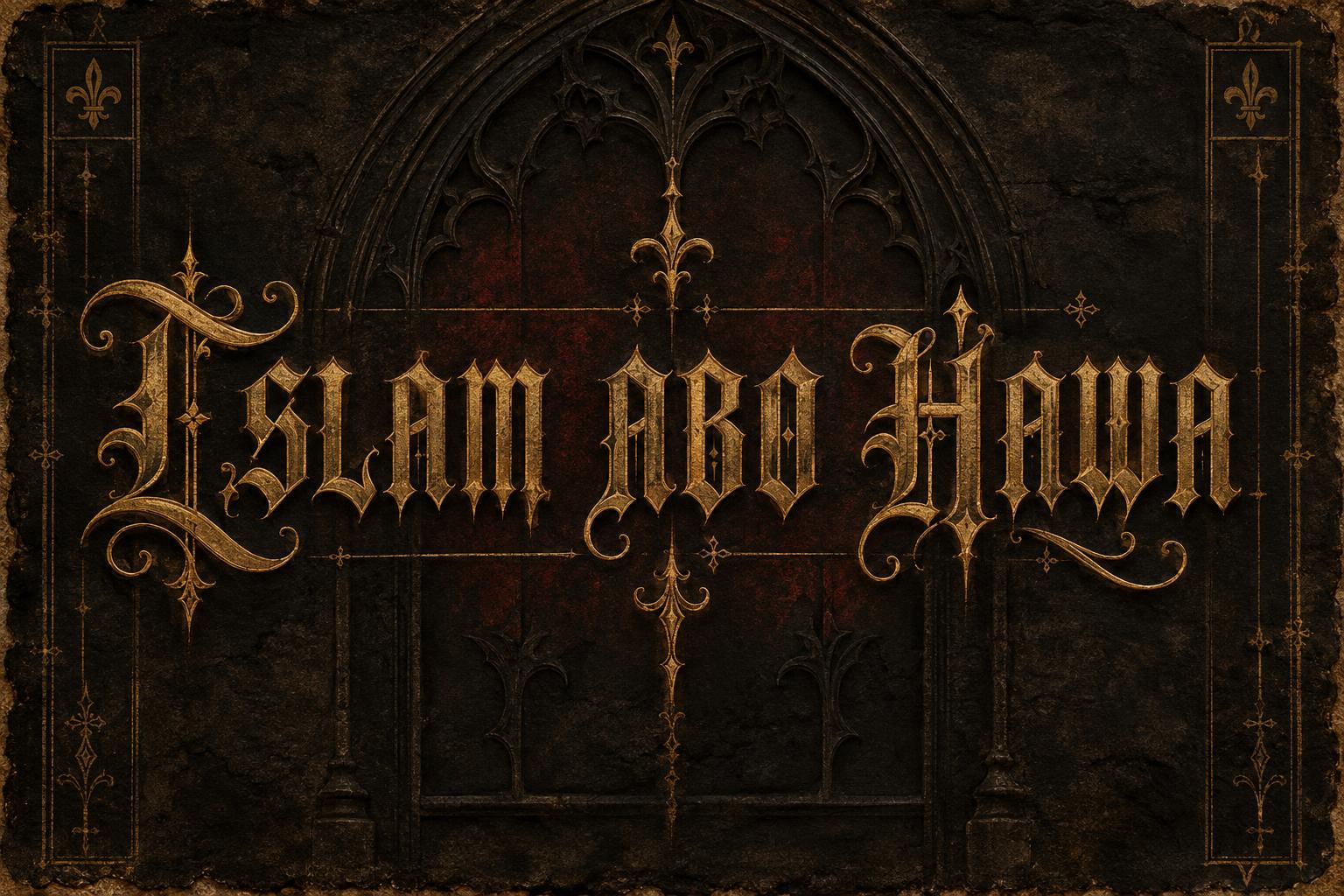 "LSLAM ABO HAWA" — gothic font text effect