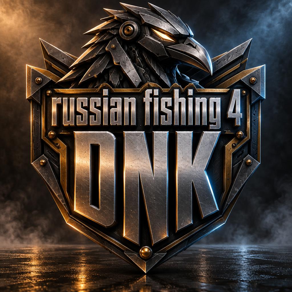 "russian fishing 4
DNK" — metallic text effect