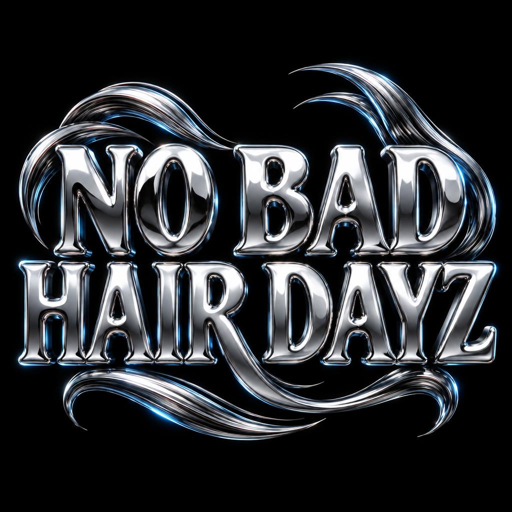 "NO BAD HAIR DAYZ" — Chrome Metal 3d | AI Text Effect Generator