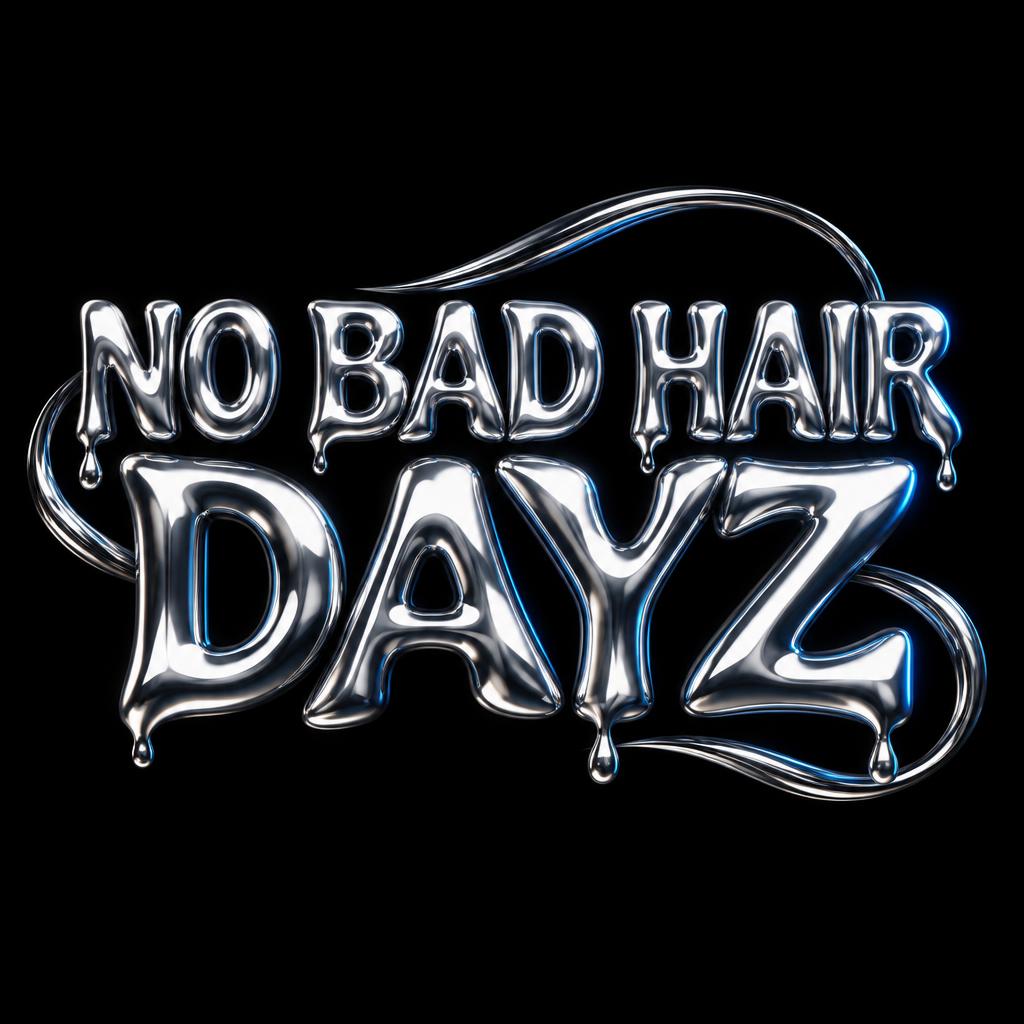 "NO BAD HAIR DAYZ" — Chrome Metal 3d | AI Text Effect Generator