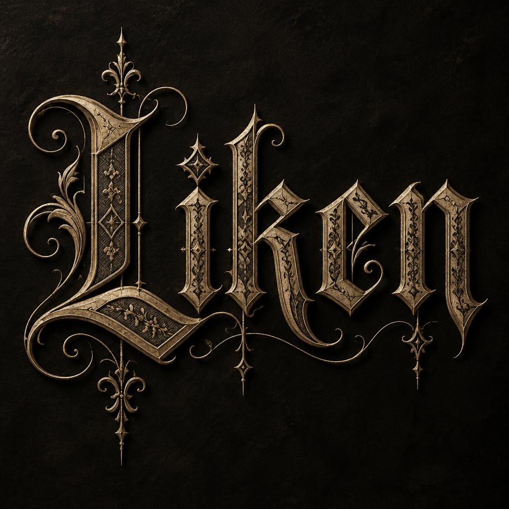 "Liken" — Gothic text effect