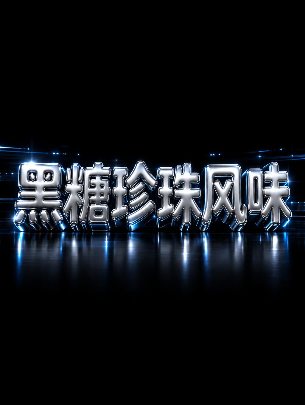 "黑糖珍珠风味" — Chrome Metal 3d | AI Text Effect Generator
