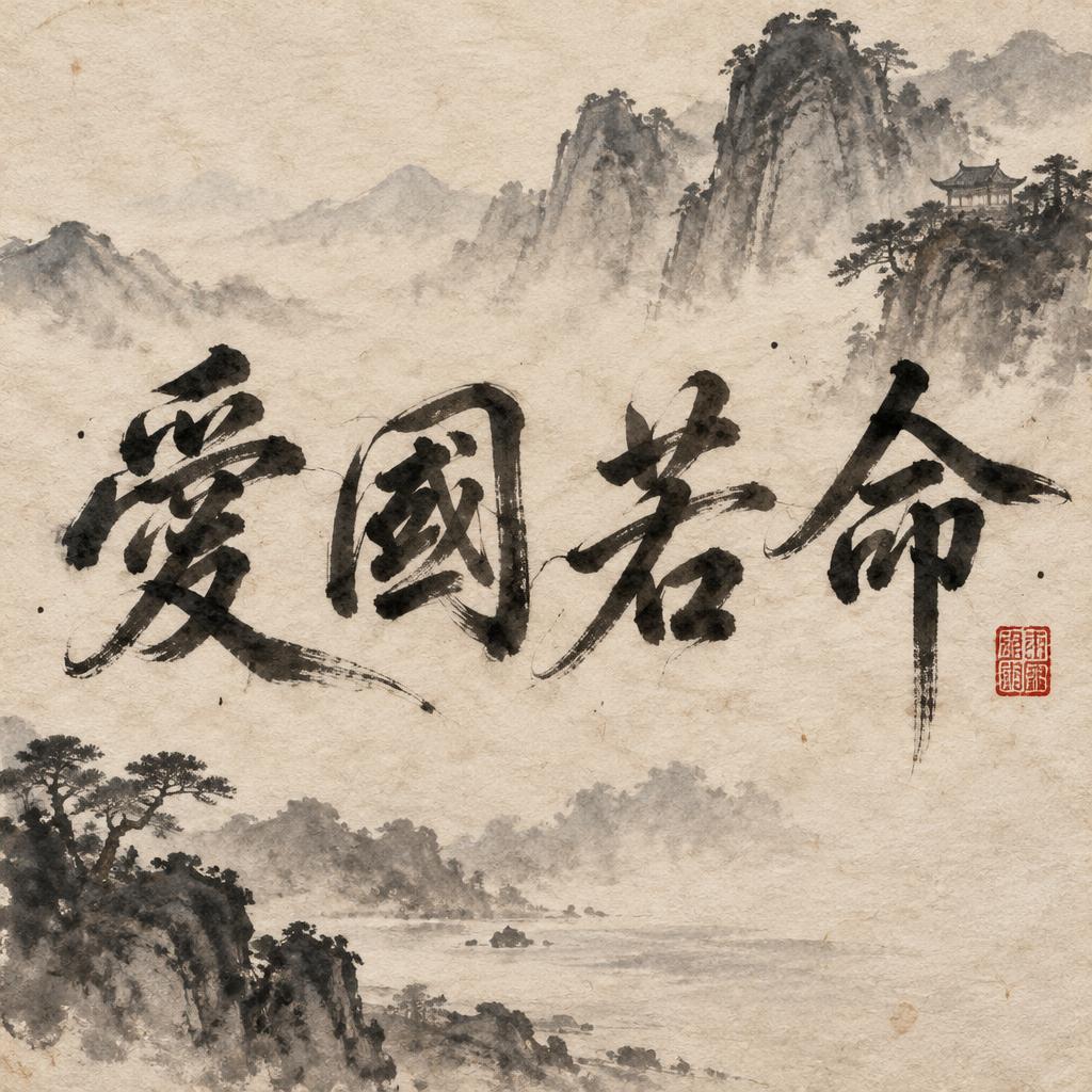 "愛國若命" — Brush Chinese Ink | AI Text Effect Generator