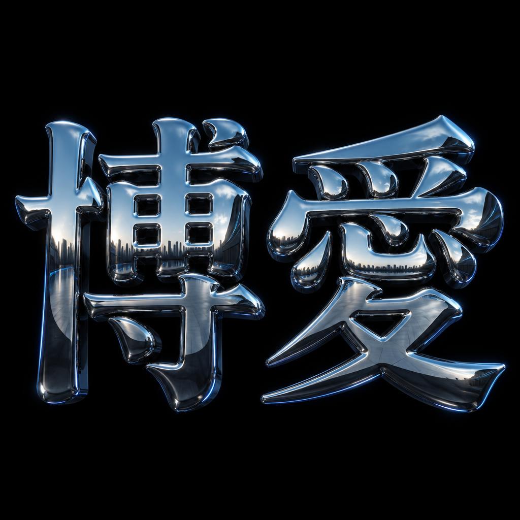 "博愛" — Chrome Metal 3d | AI Text Effect Generator