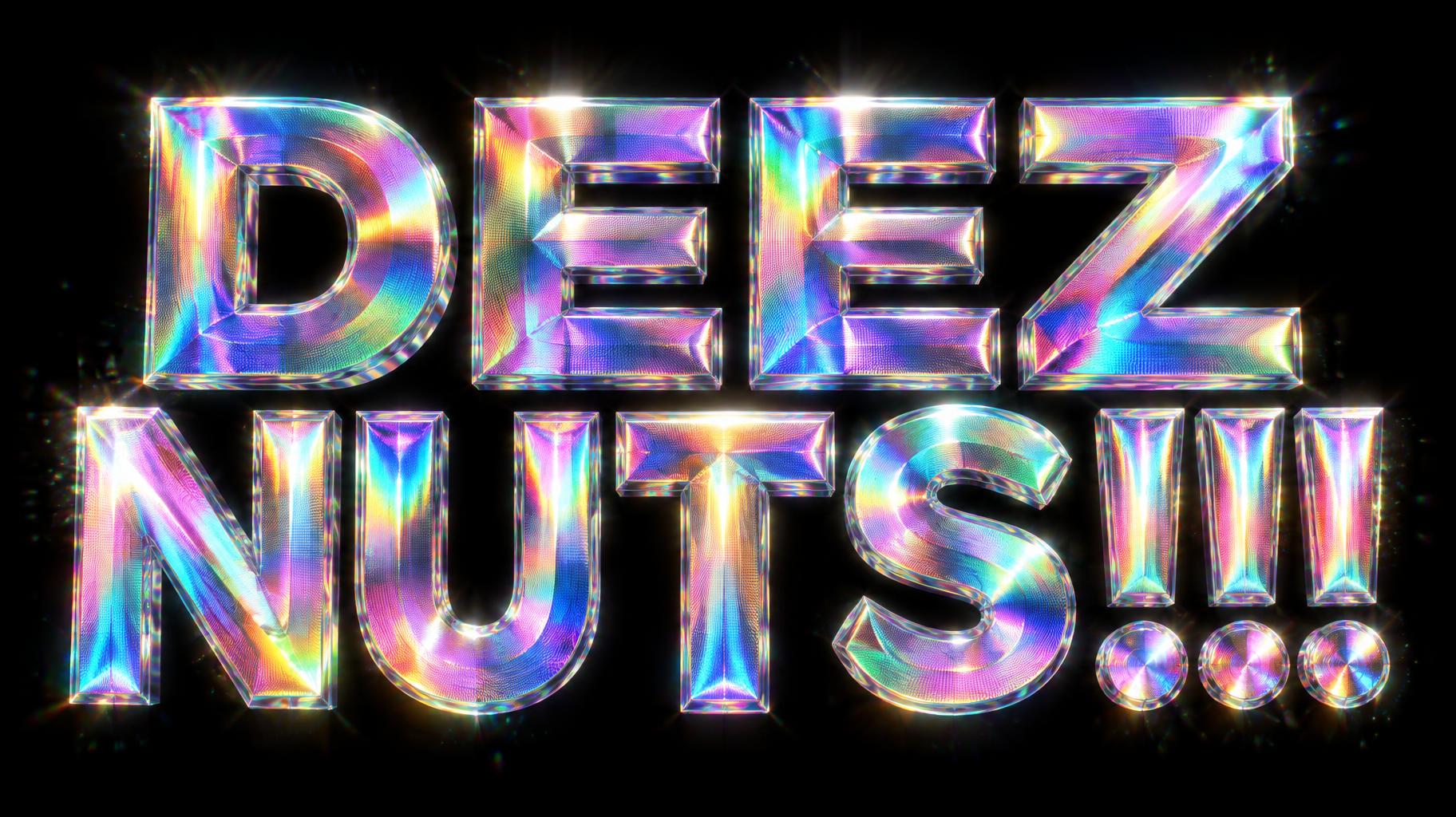 "DEEZ NUTS!!!" — Holographic | AI Text Effect Generator