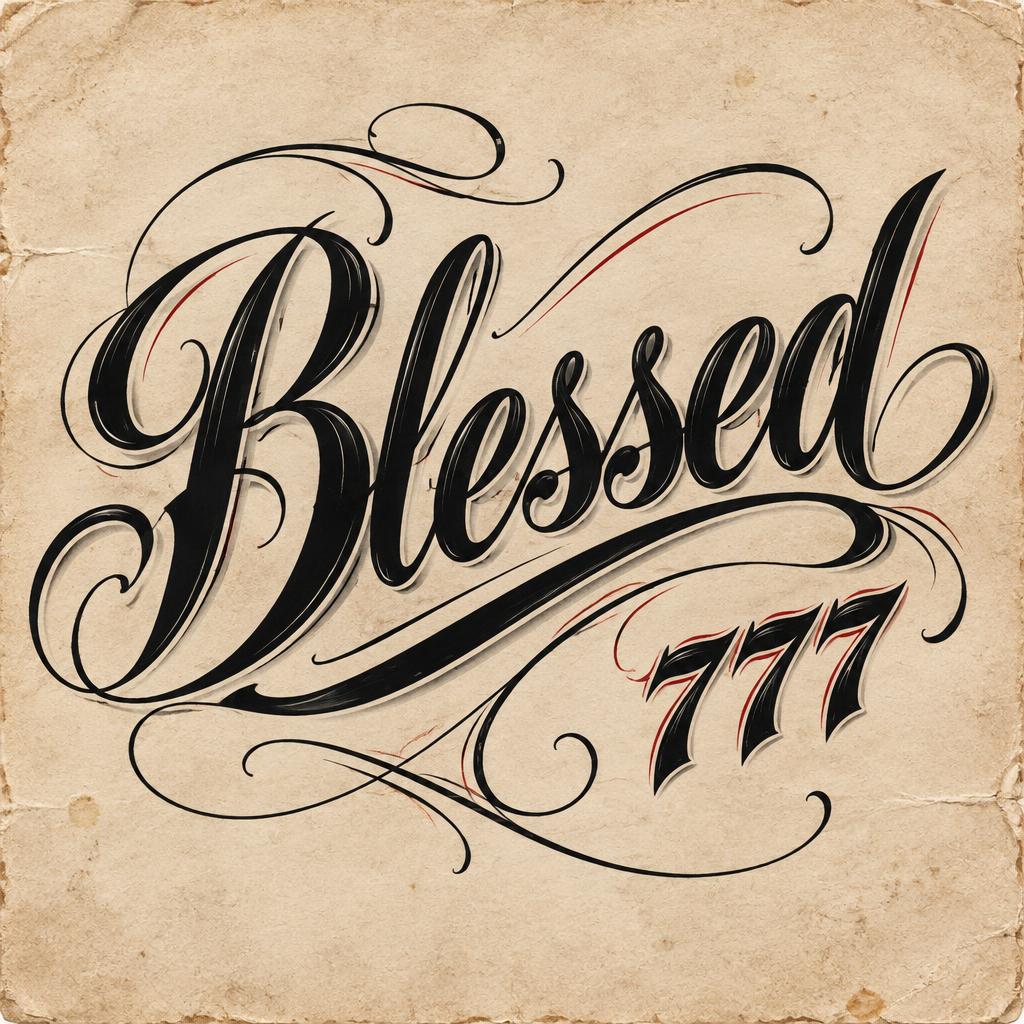 "Blessed
777" — Chicano text effect